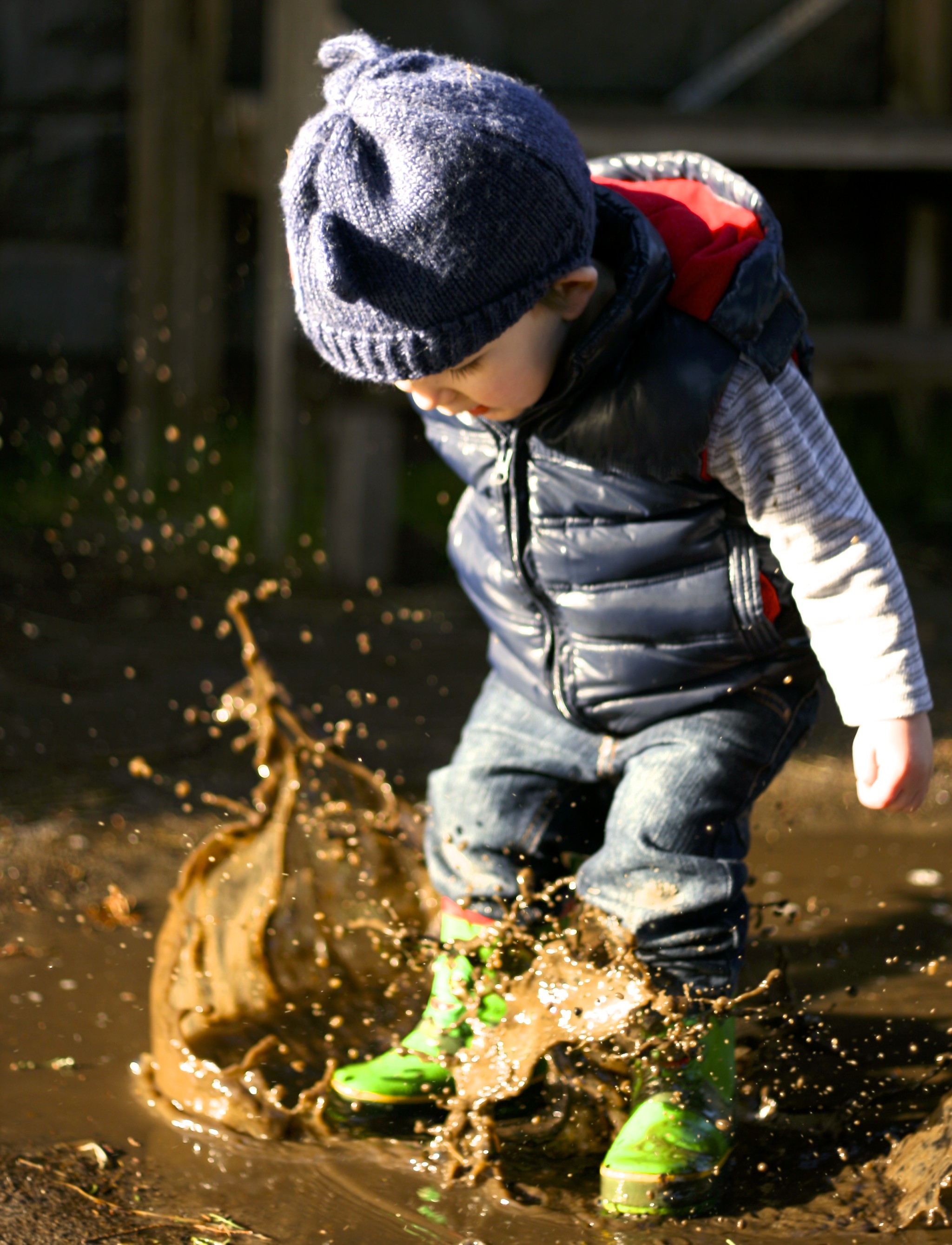 Jumping in muddy puddles