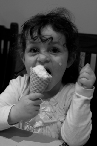 she eats ice cream