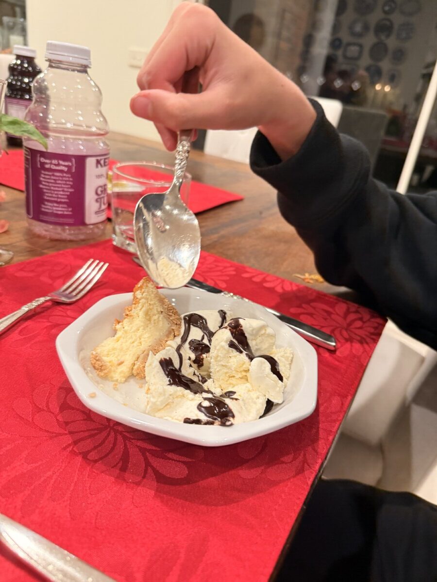 jake ginat dessert bowl after giant dinner